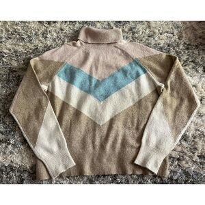 Vera Moda Doffy Sweater Turtle Neck Angled Lines Womens Size Medium